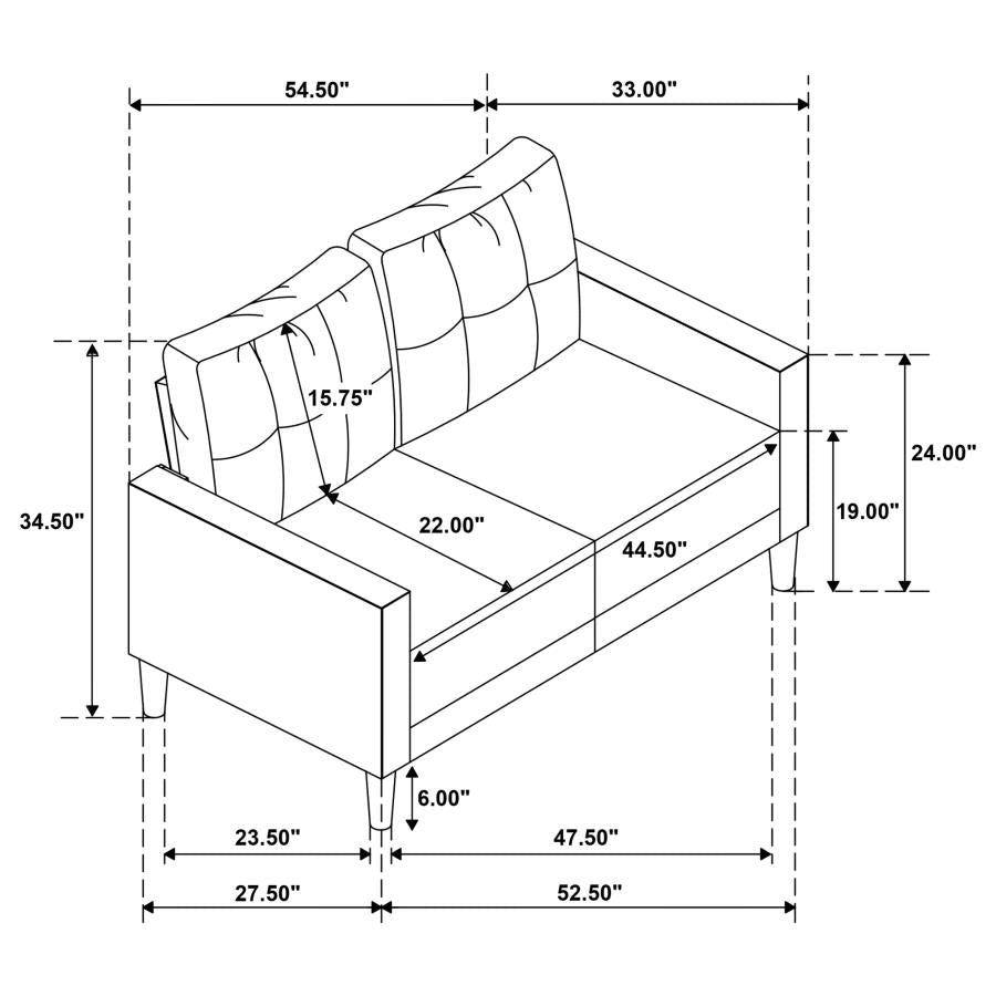 Bowen Ii 2-Piece Upholstered Track Arm Sofa Set Steel Grey