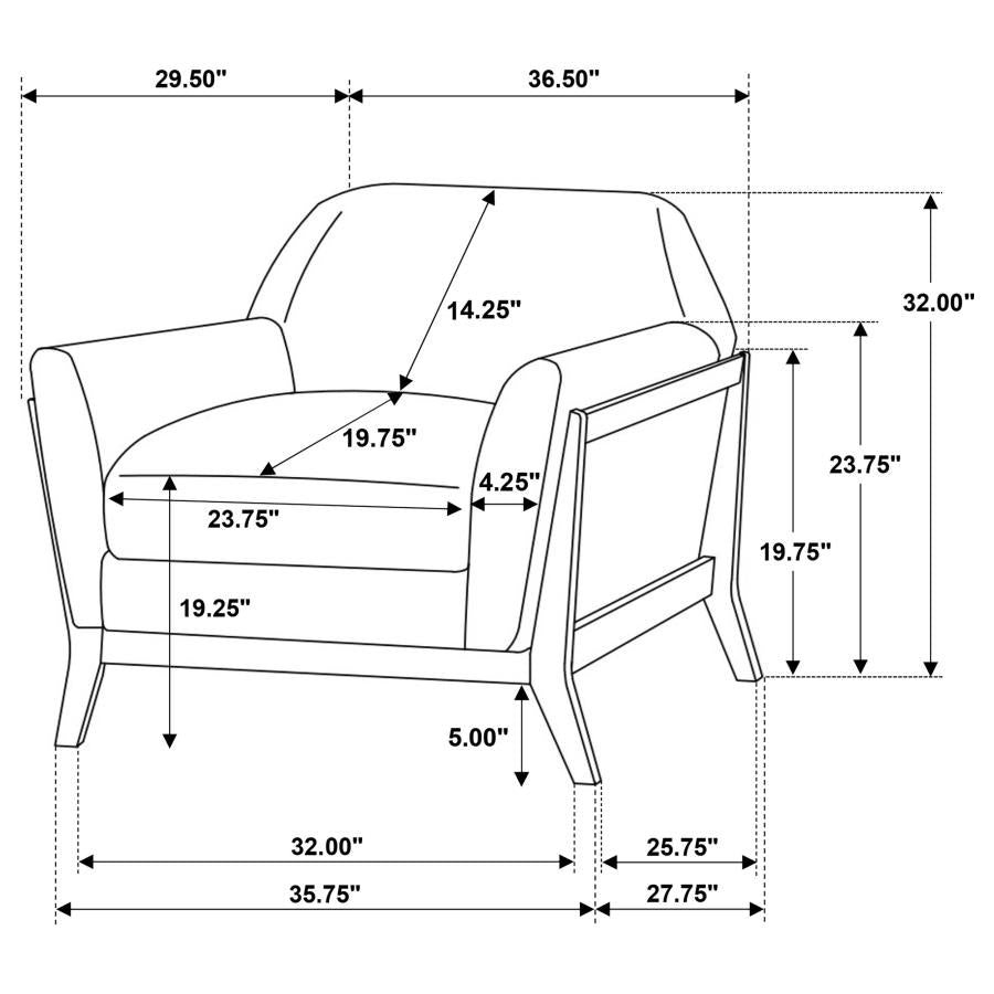 Vaughn 3-Piece Fabric Upholstered Flared Arm Sofa Set Grey