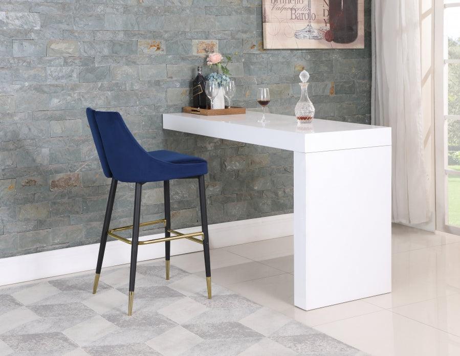 Meridian Furniture - Sleek Bar Stool Set Of 2 In Navy - 960Navy-C - ATL FURNITURE