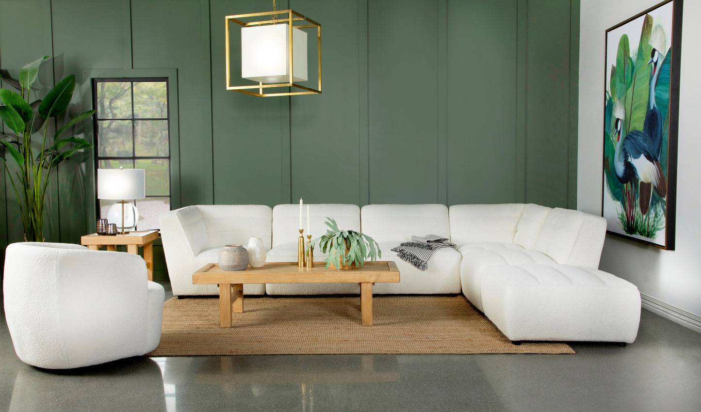 Sunny 6-piece Upholstered Modular Sectional Sofa Natural