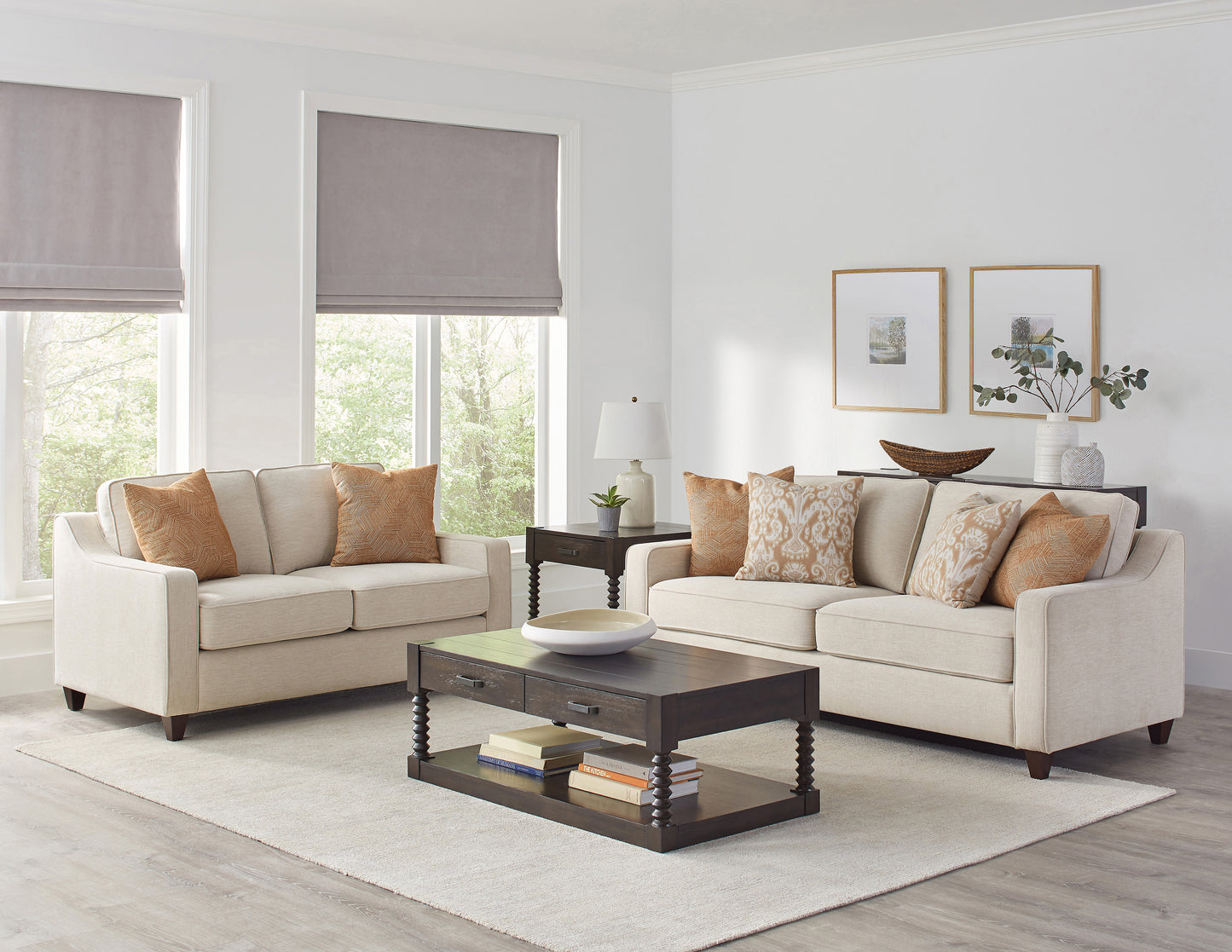 Christine Upholstered Sloped Arm Loveseat Beige