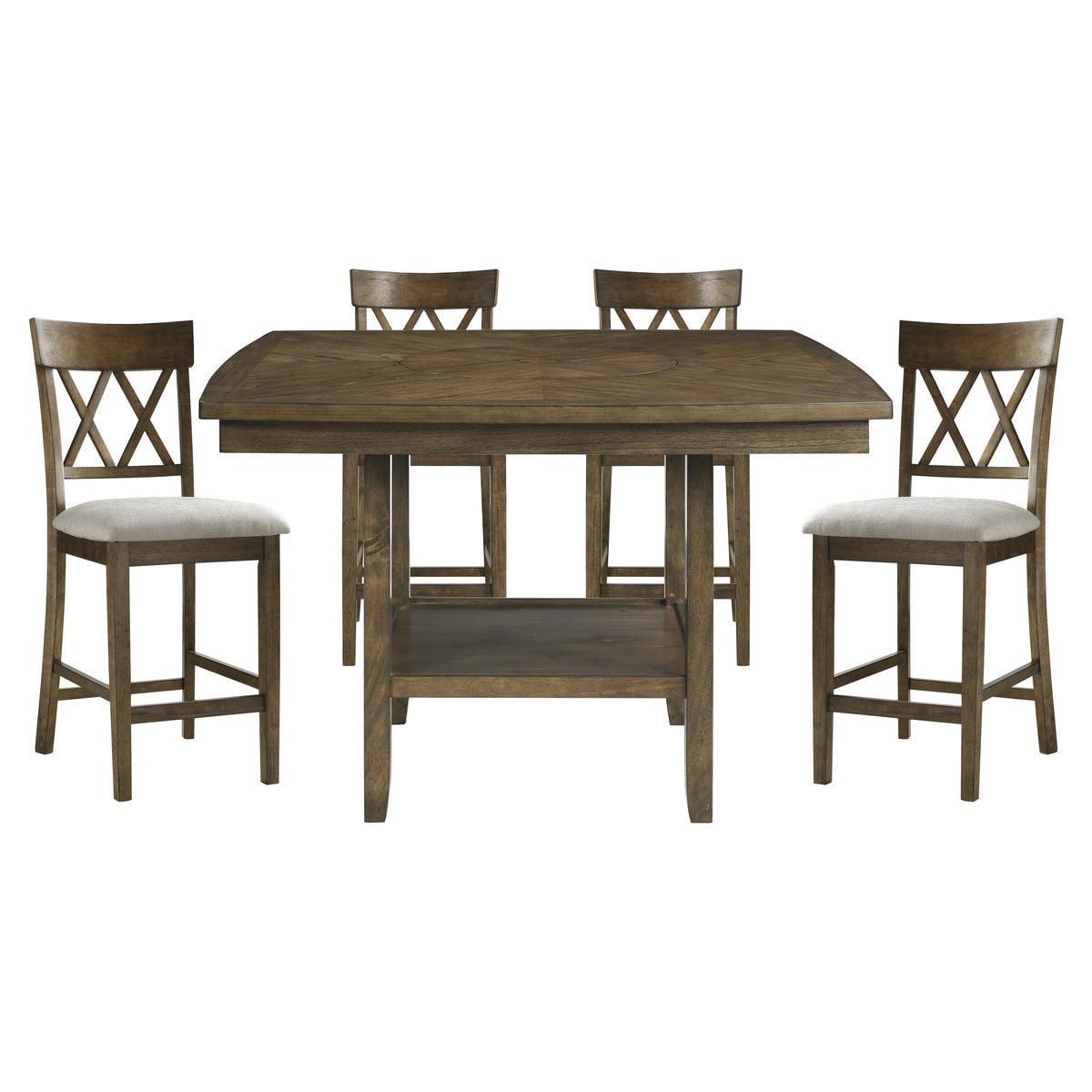 Homelegance - Balin 5 Piece Counter Height Table Set In Light Oak - 5716Rfak-36*5 - ATL FURNITURE