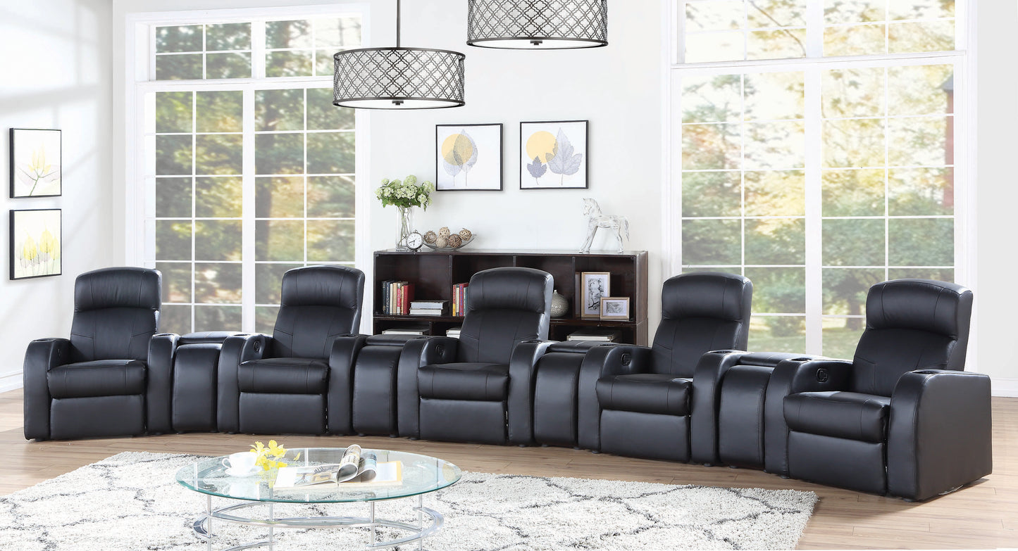 Cyrus Upholstered Track Arm Recliner Black