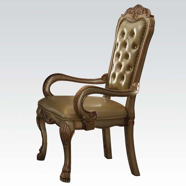 Acme Dresden Arm Chair in Gold Patina (Set of 2) 63154 - ATL FURNITURE