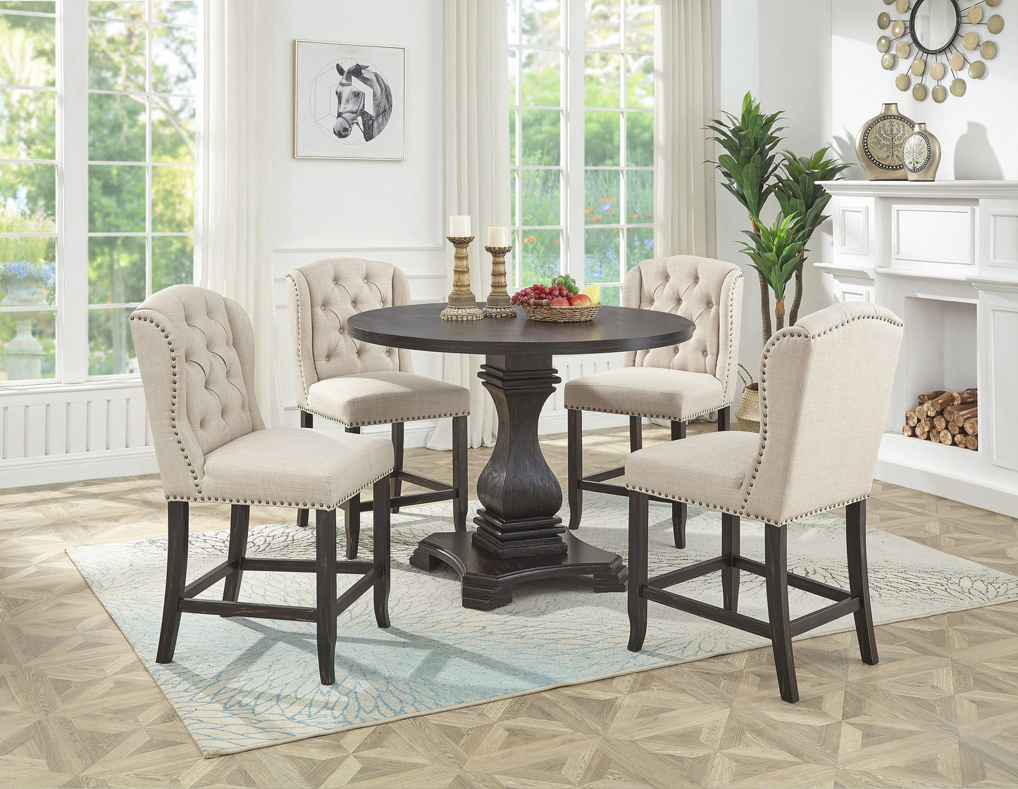 Round Design Counter Table and 4 Chairs - ATL FURNITURE