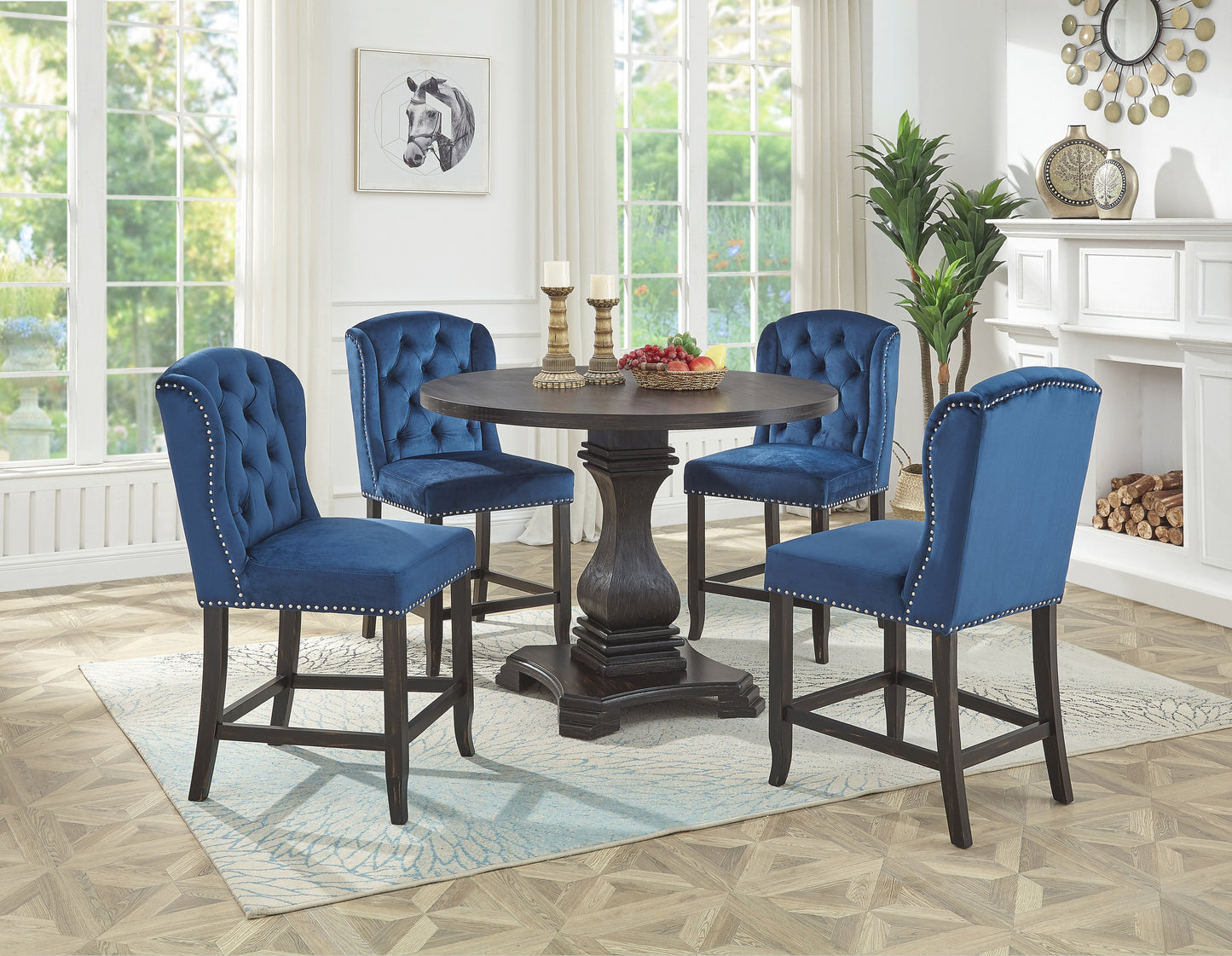 Round Design Counter Table and 4 Chairs - ATL FURNITURE