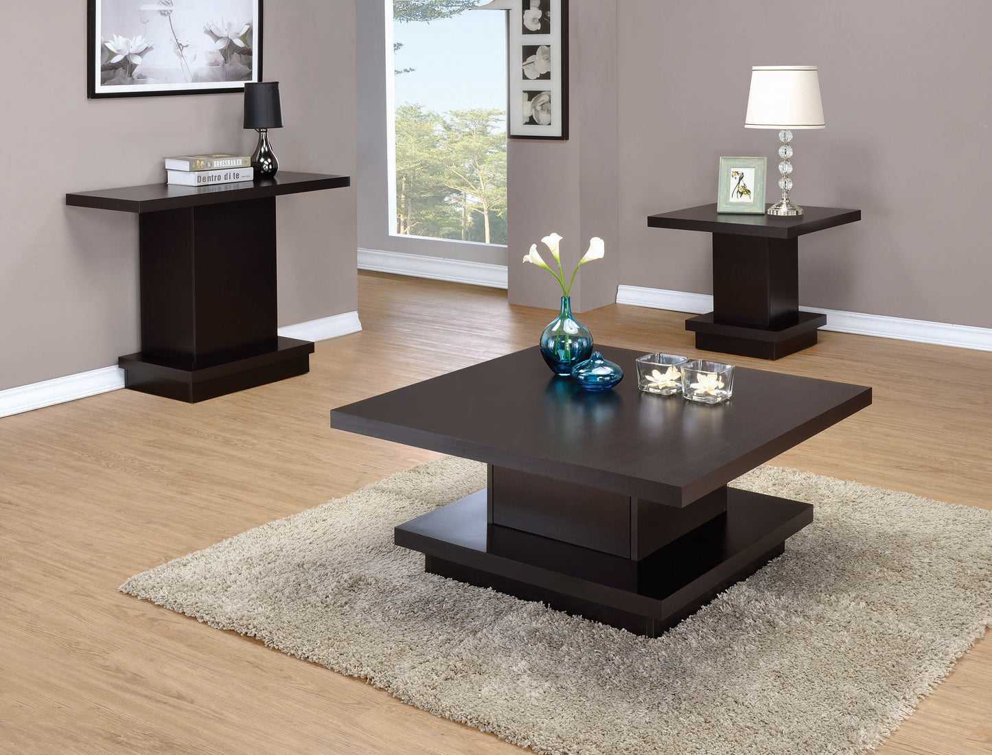 Reston Square Engineered Wood Side End Table Cappuccino