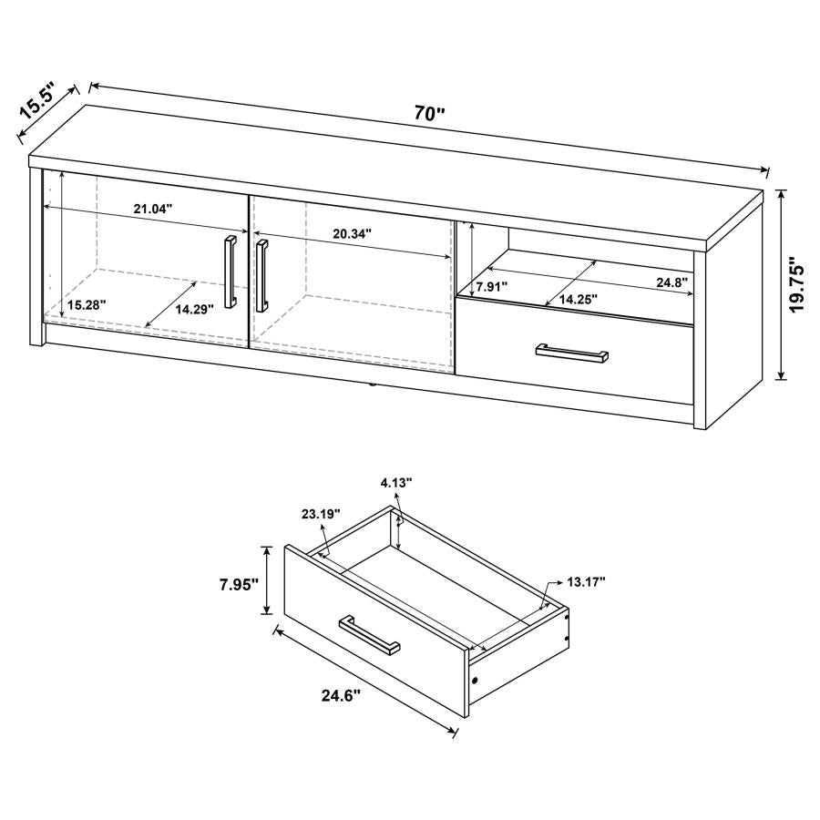 Murray 70-Inch 2-Door Tv Stand Media Console Black