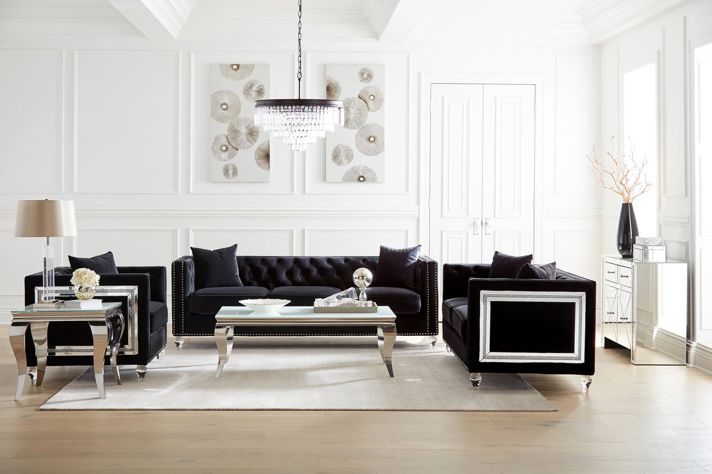 Carone Rectangular Glass Top Coffee Table White and Chrome