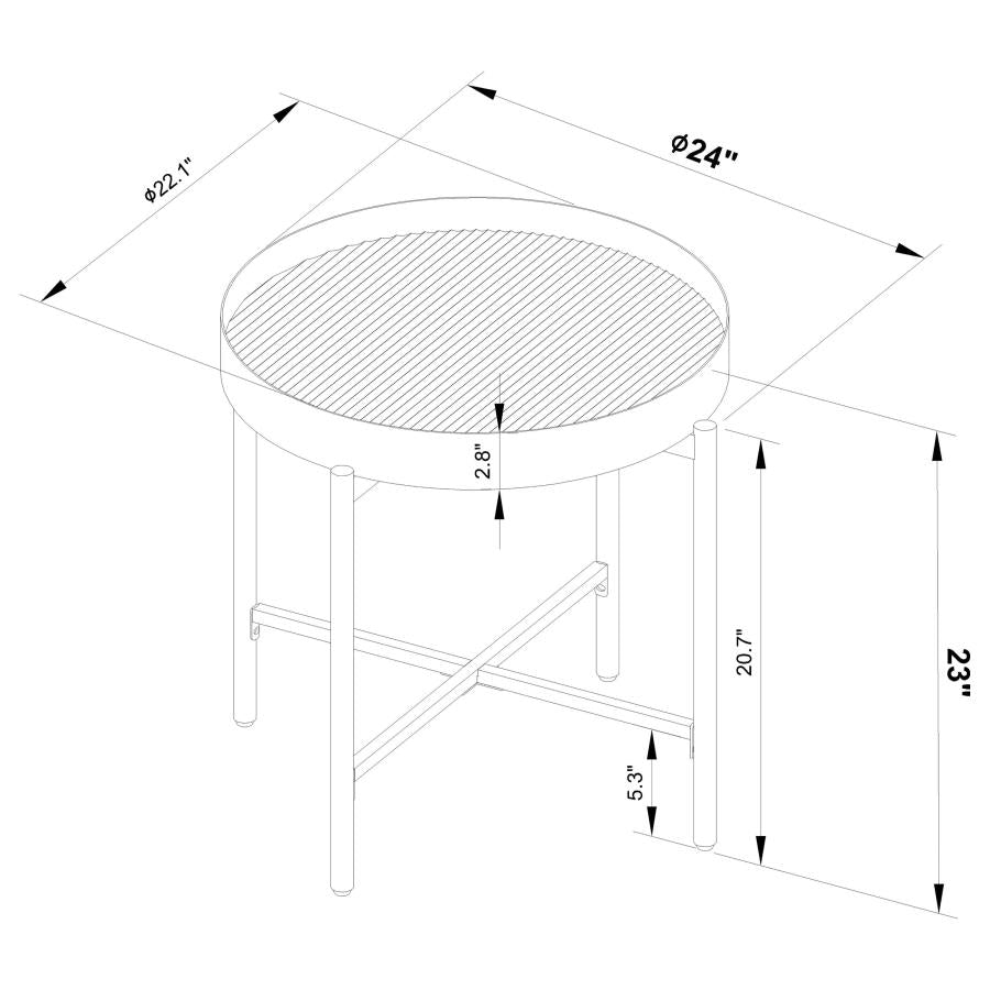 Ozella 2-Piece Round Coffee And End Table Set Sandy Black