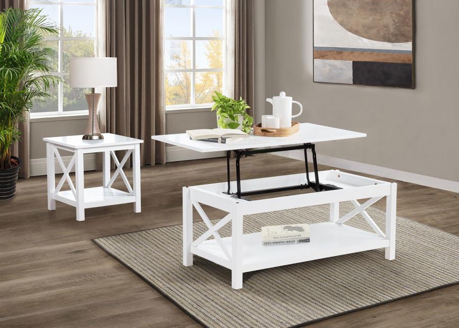 Skyview 44-Inch Rectangular Lift Top Coffee Table White
