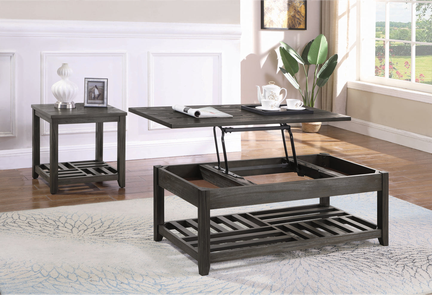 Cliffview Rectangular Wood Lift Top Coffee Table Grey