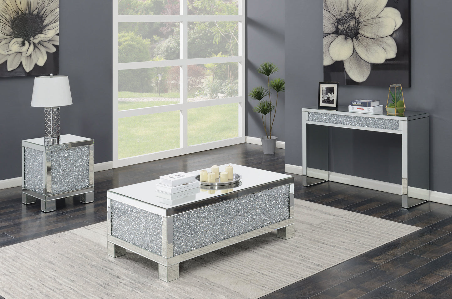 Gillian Mirrored Acrylic Entryway Console Table Silver