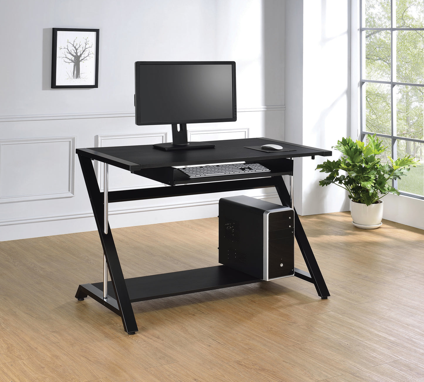 Mallet 42-inch Office Computer Desk with Keyboard Tray Black