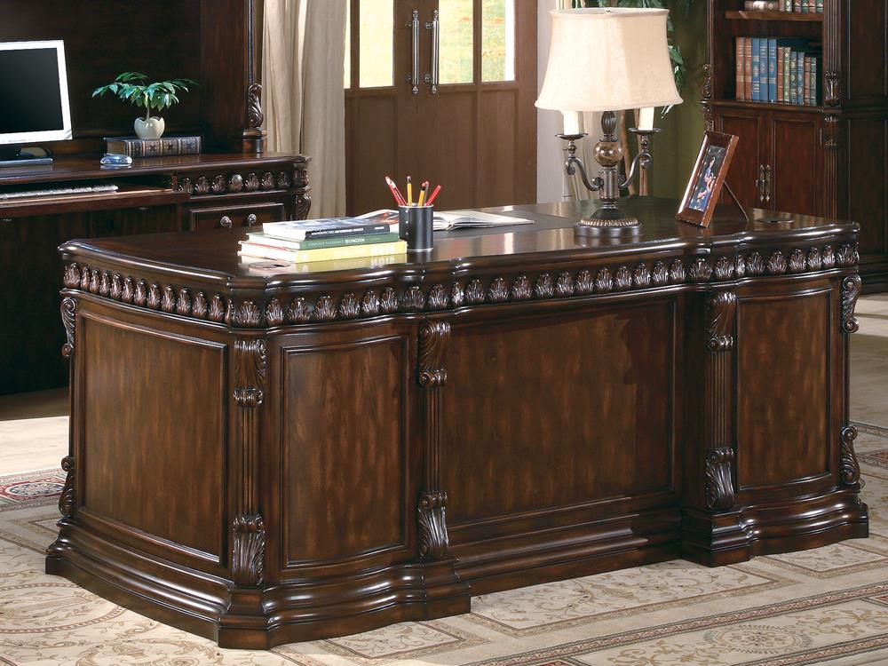 Tucker Traditional Rich Brown Executive Desk - ATL FURNITURE