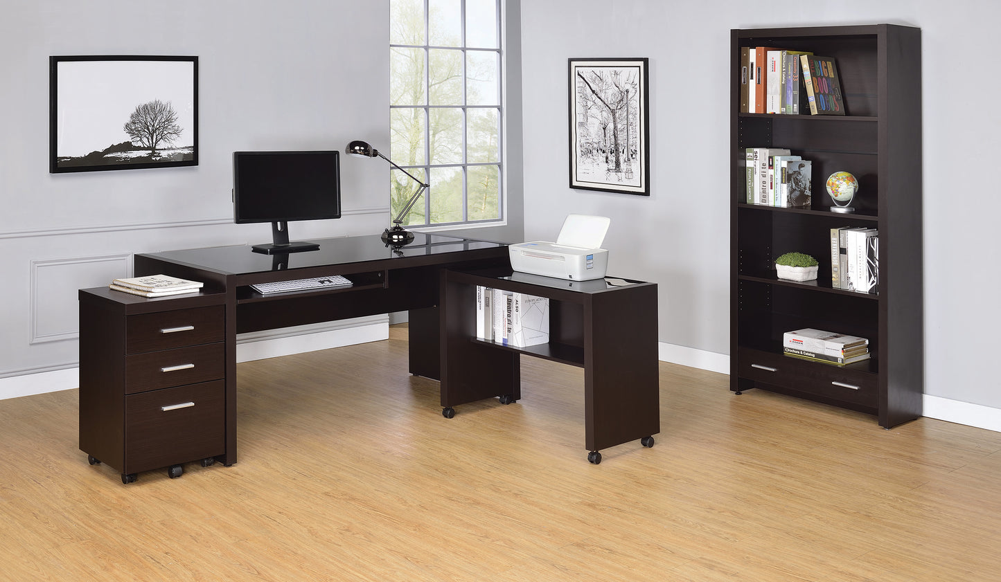 Skeena 60-inch Computer Desk with Keyboard Drawer Cappuccino