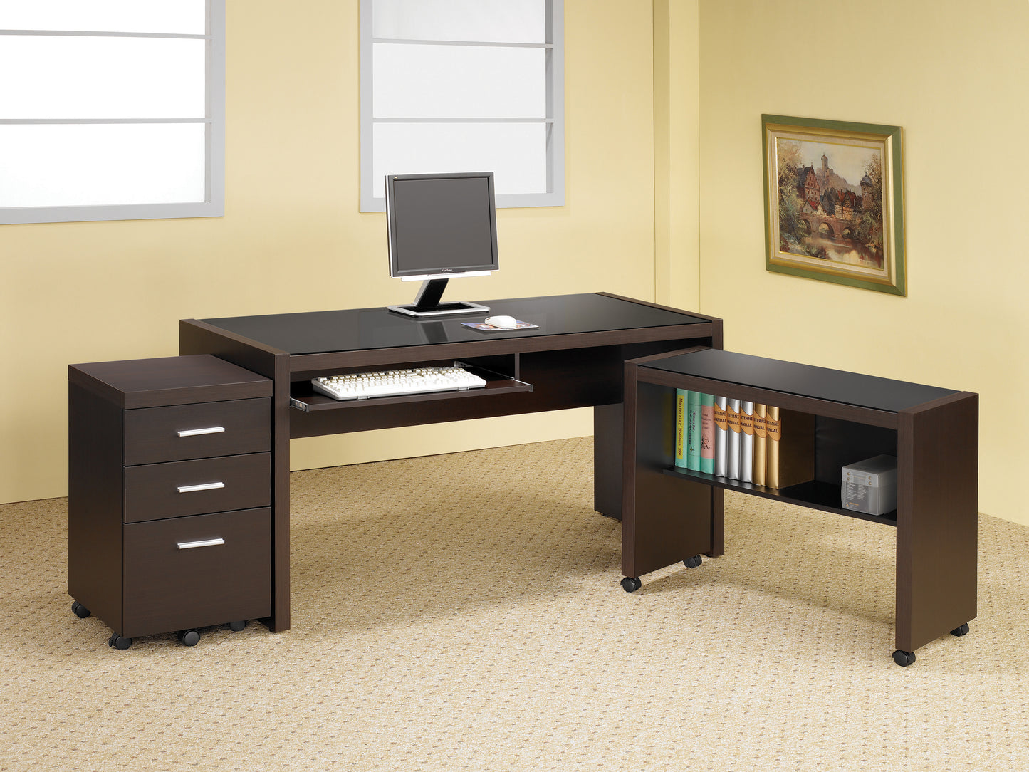 Skeena 3-drawer Mobile Office Storage Cabinet Cappuccino