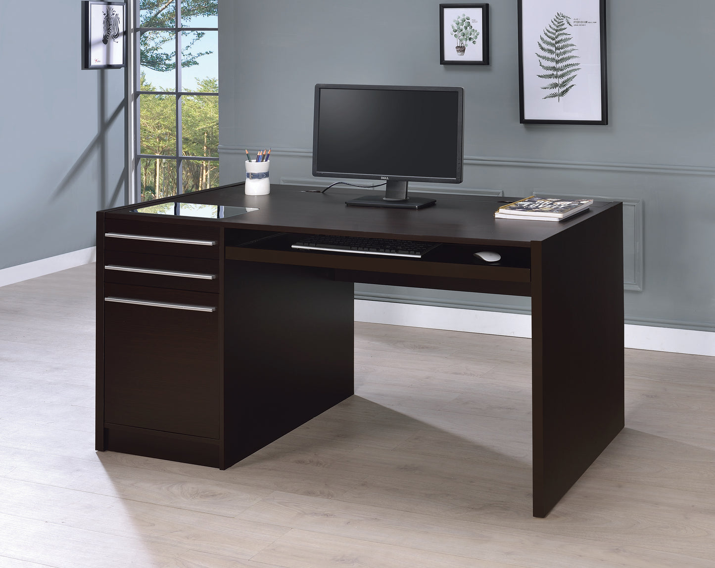 Halston 60-inch 3-drawer Office Computer Desk Cappuccino