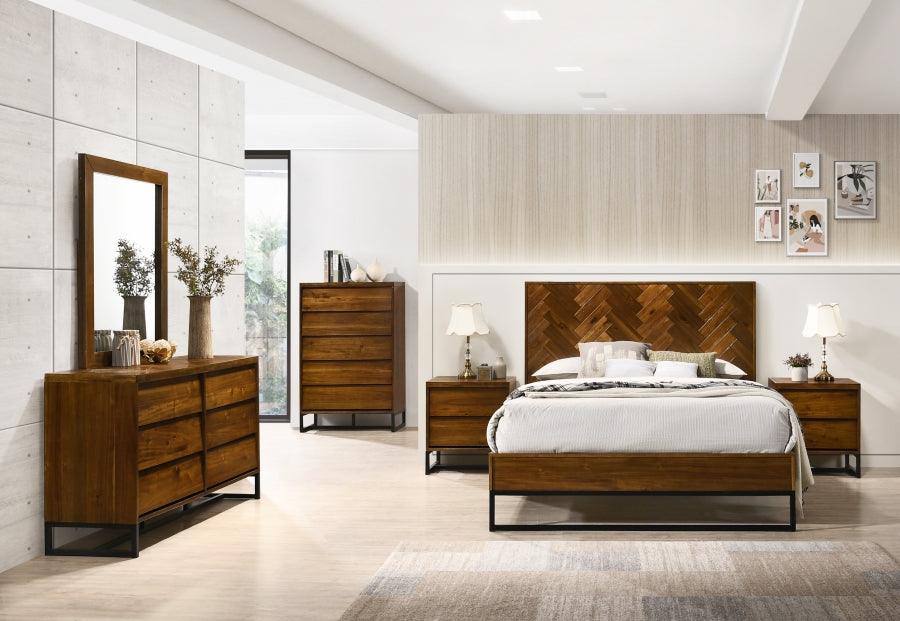 Meridian Furniture - Reed Wood Queen Bed In Antique Coffee - Reed-Q - ATL FURNITURE