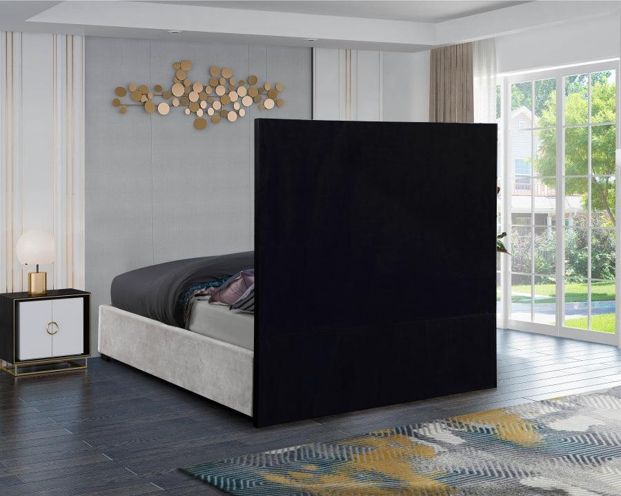 Taj Velvet King Bed In White - ATL FURNITURE