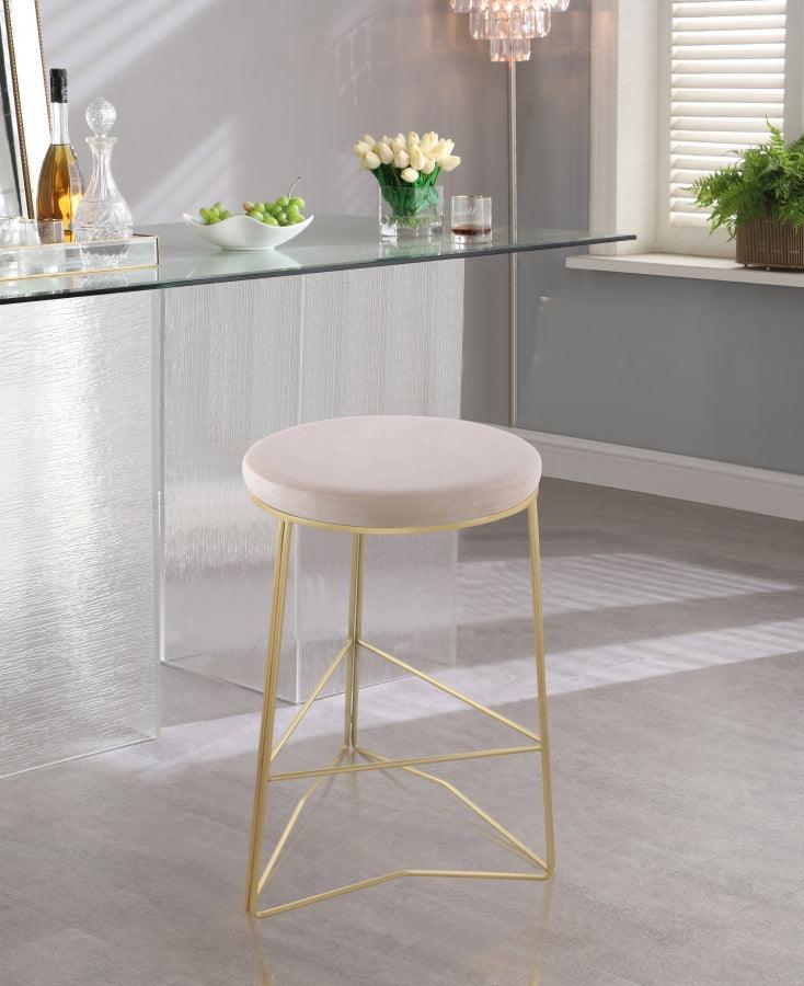 Meridian Furniture - Tres Velvet Counter Stool Set Of 2 In Cream - 942Cream-C - ATL FURNITURE