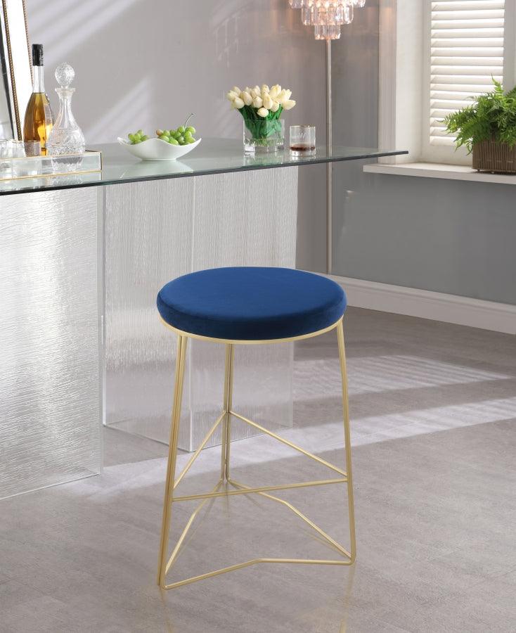 Meridian Furniture - Tres Velvet Counter Stool Set Of 2 In Navy - 942Navy-C - ATL FURNITURE