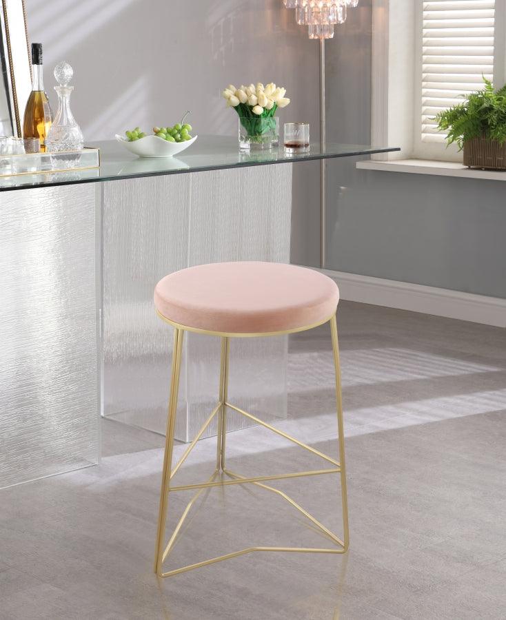 Meridian Furniture - Tres Velvet Counter Stool Set Of 2 In Pink - 942Pink-C - ATL FURNITURE
