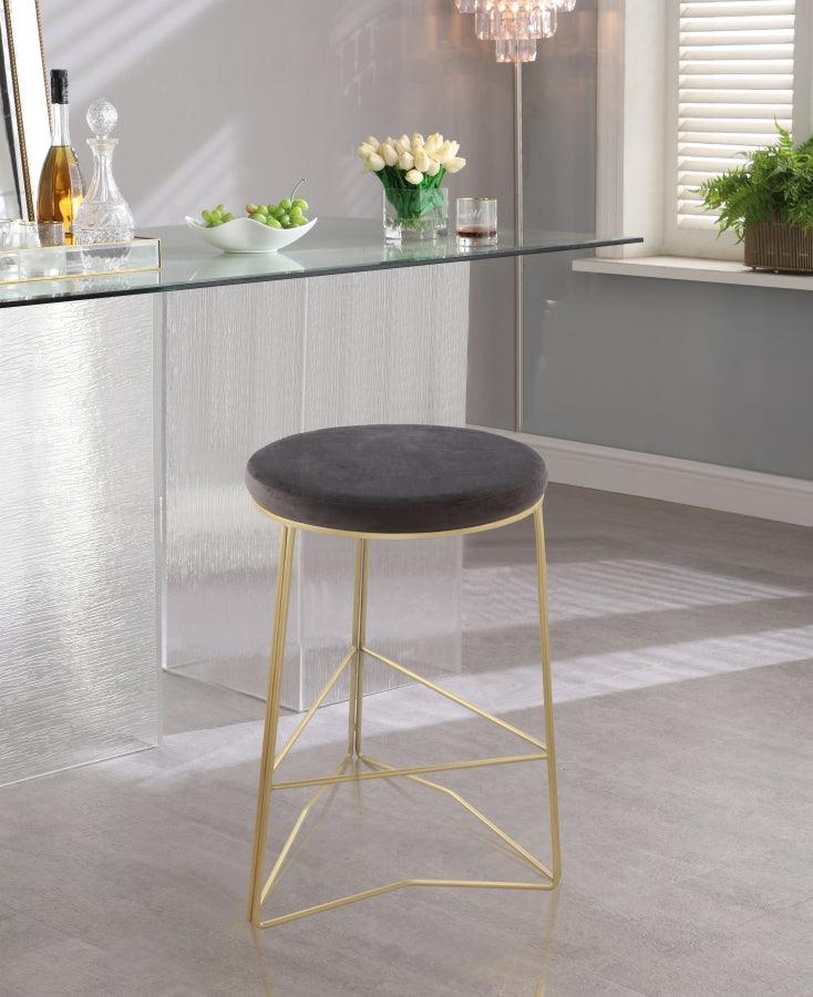 Meridian Furniture - Tres Velvet Counter Stool Set Of 2 In Grey - 942Grey-C - ATL FURNITURE