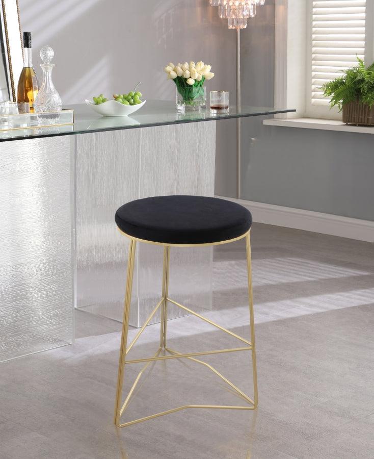 Meridian Furniture - Tres Velvet Counter Stool Set Of 2 In Black - 942Black-C - ATL FURNITURE