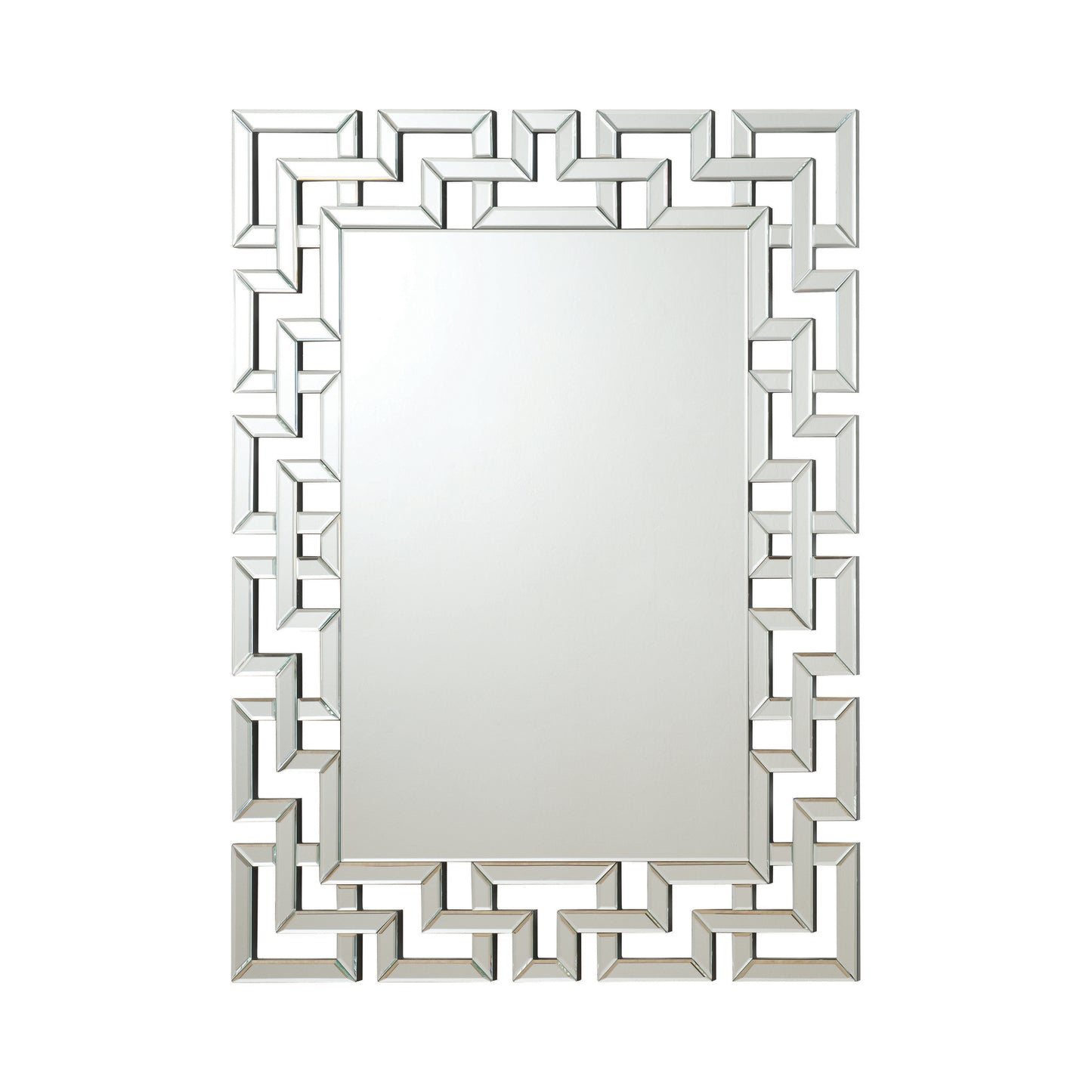 Forman 38 x 48 Inch Greek Motif Frameless Wall Mirror Silver