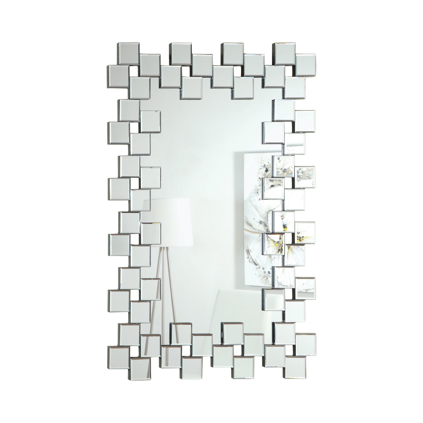 Pamela 32 x 47 Inch Rectangular Frameless Wall Mirror Silver