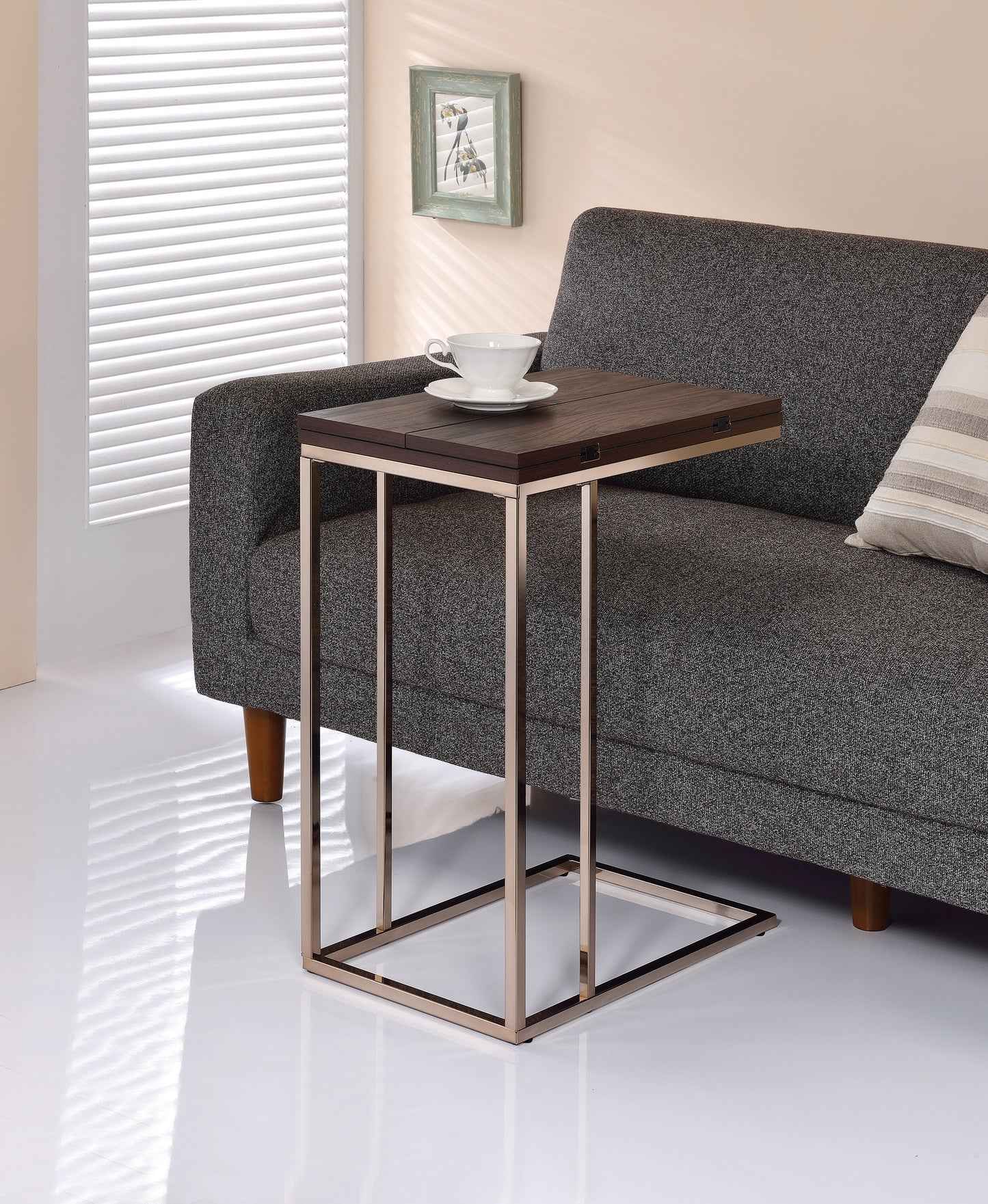 Pedro Expandable Top Accent Table Chestnut and Chrome