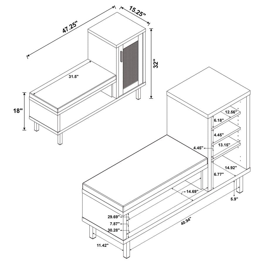 Teller 1-Door Entryway Shoe Storage Bench Natural Oak