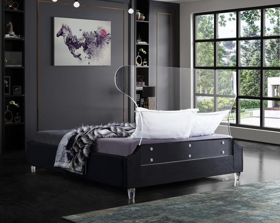 Ghost Velvet Queen Bed In Black - Ghostblack-Q - ATL FURNITURE