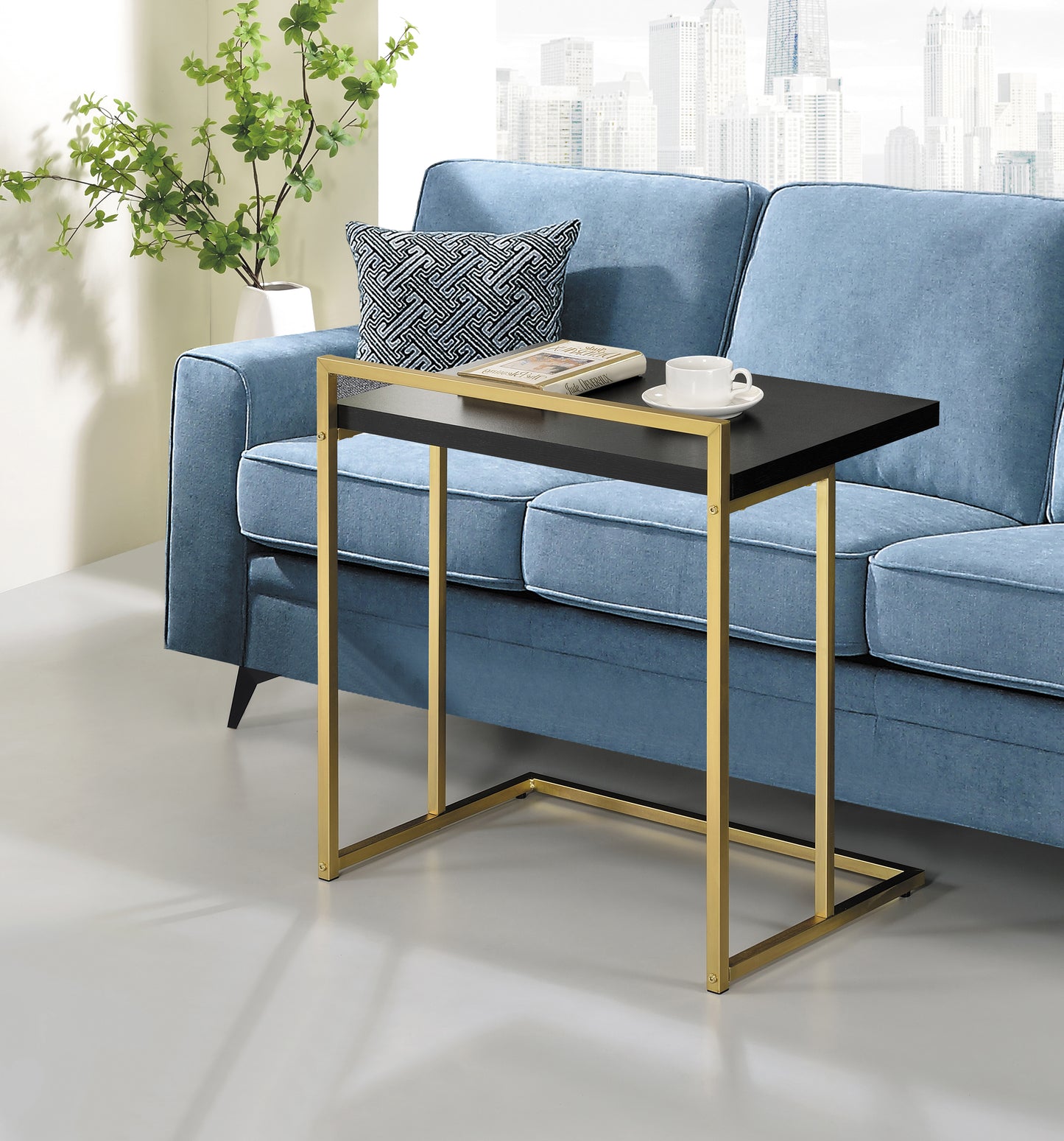Dani Rectangular C-Shaped Sofa Side Table Cappuccino