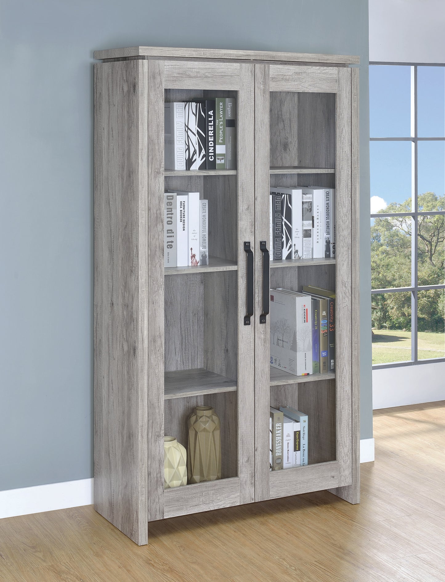 Alejo 2-door Engineered Wood Tall Cabinet Grey Driftwood