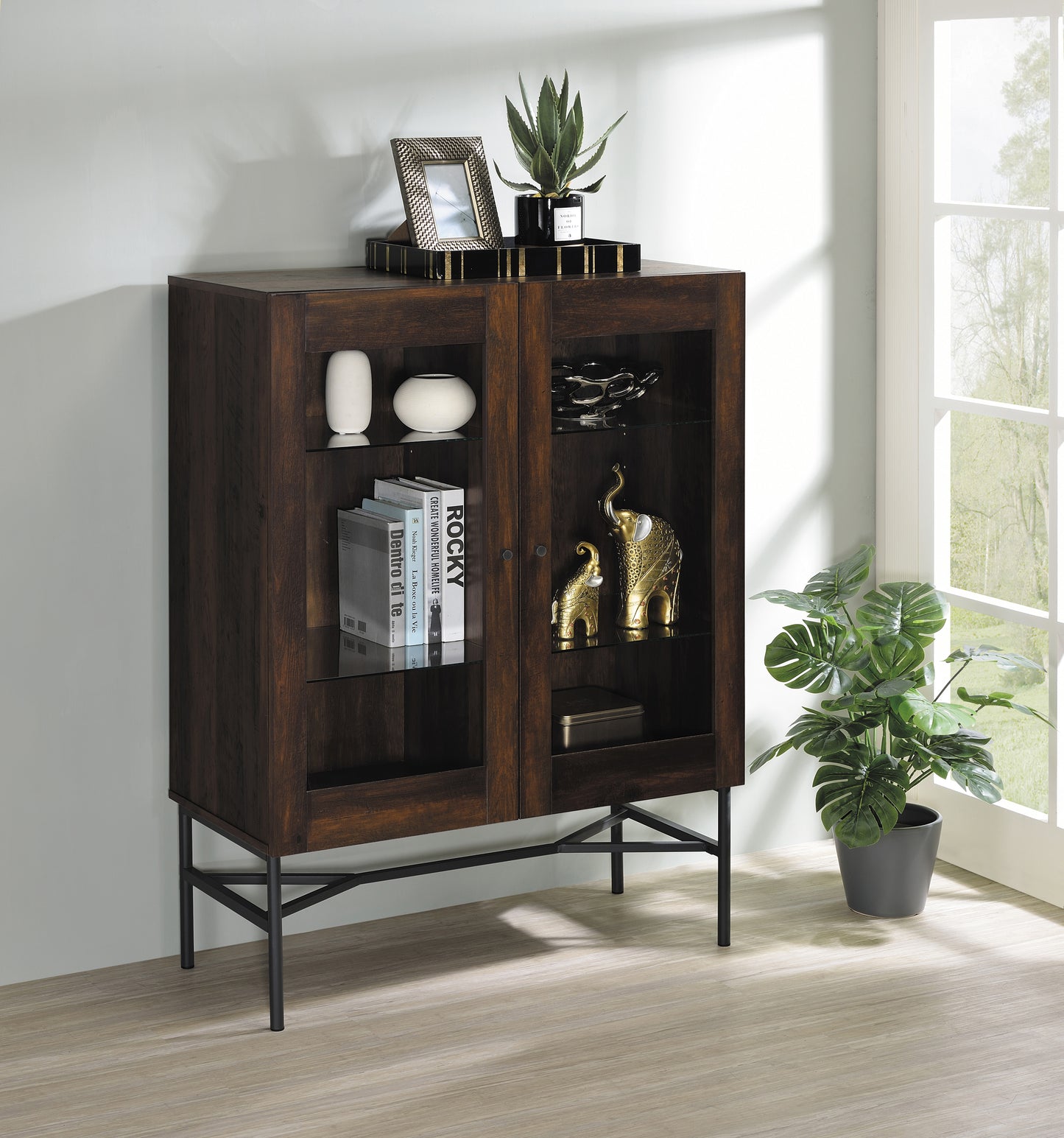 Bonilla 2-door Engineered Wood Cabinet Dark Pine