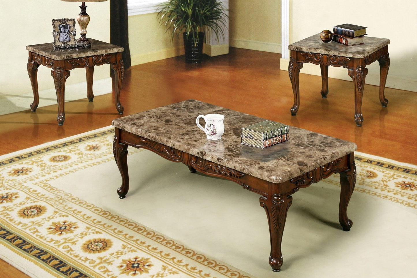 Cherry Coffee Table Set; 3 PCS. SET - ATL FURNITURE