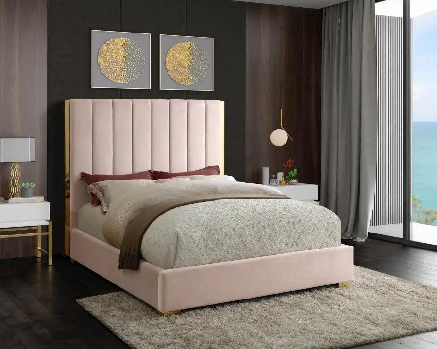 Becca Velvet Bed - ATL FURNITURE