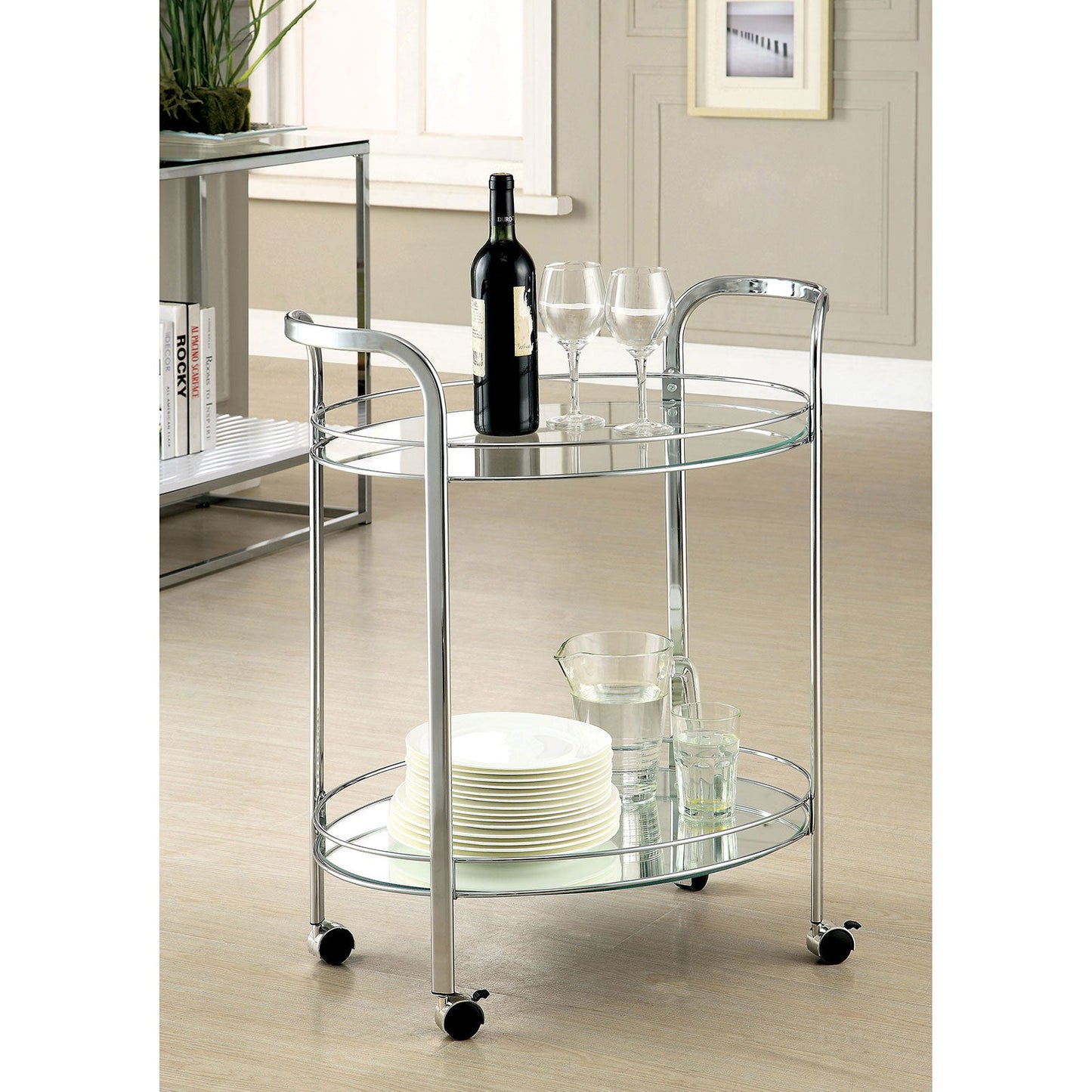 LOULE Chrome Serving Cart - ATL FURNITURE