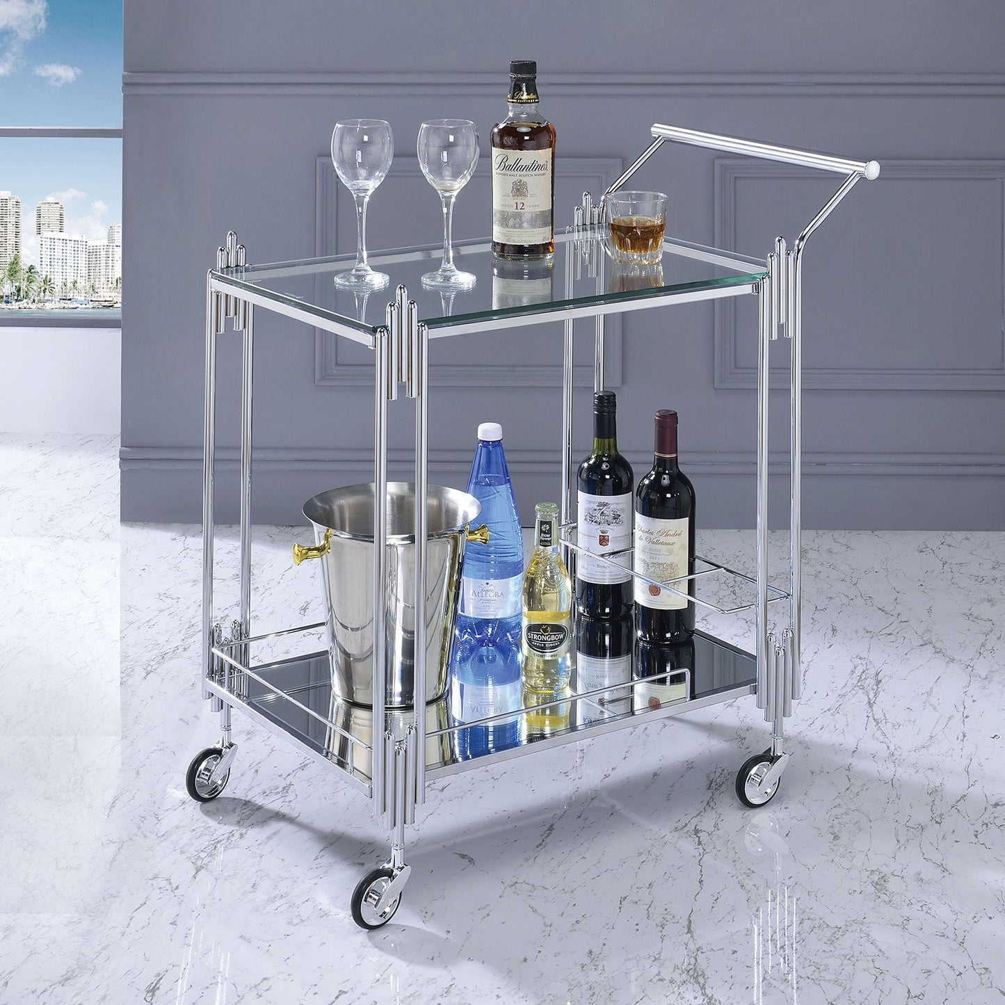 Ebba Chrome Serving Carts - ATL FURNITURE