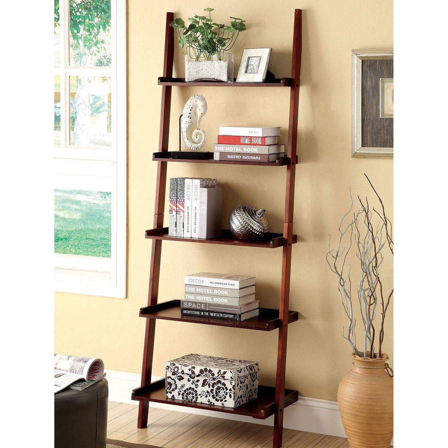 Sion Cherry Ladder Shelf - ATL FURNITURE