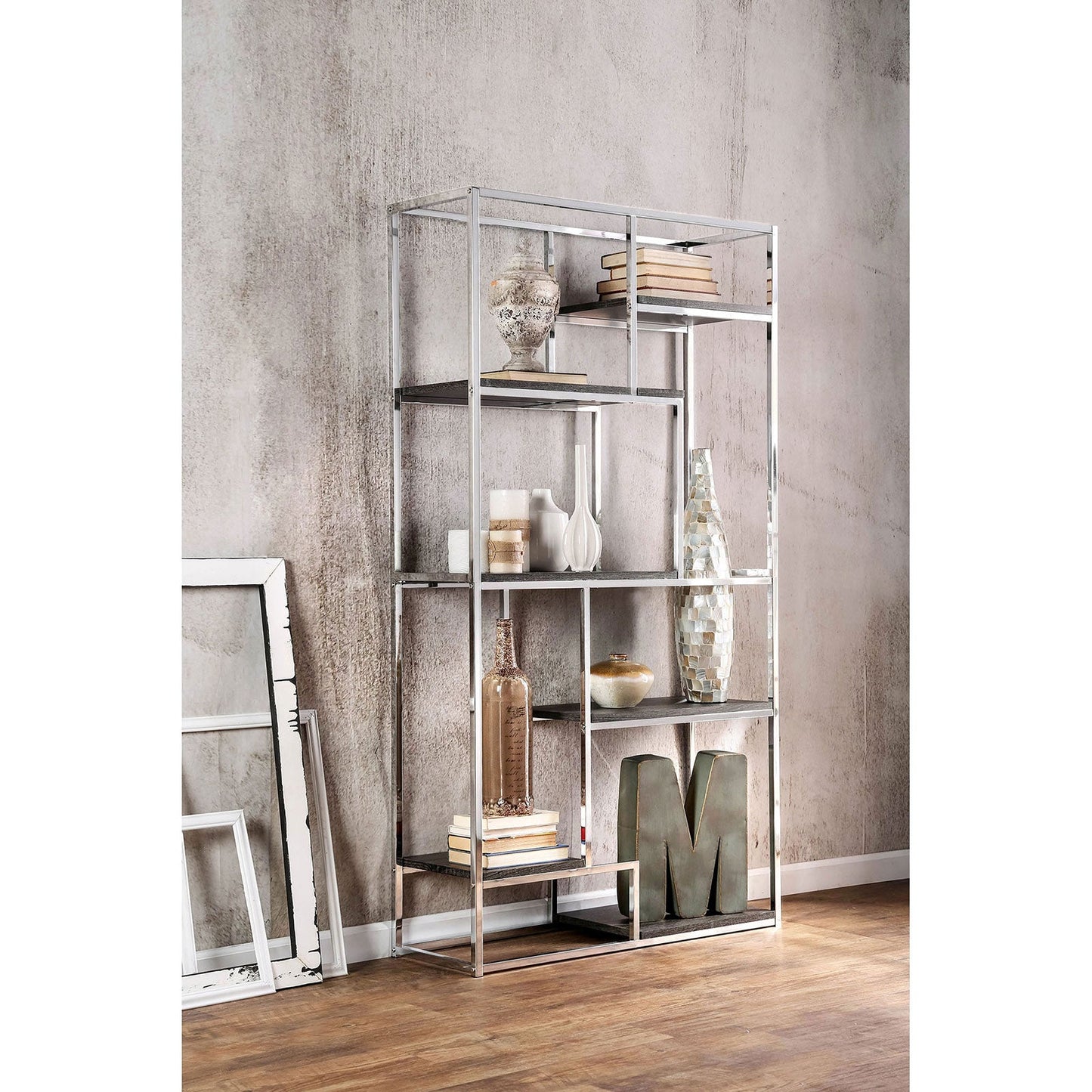 ELVIRA Chrome Display Shelf - ATL FURNITURE