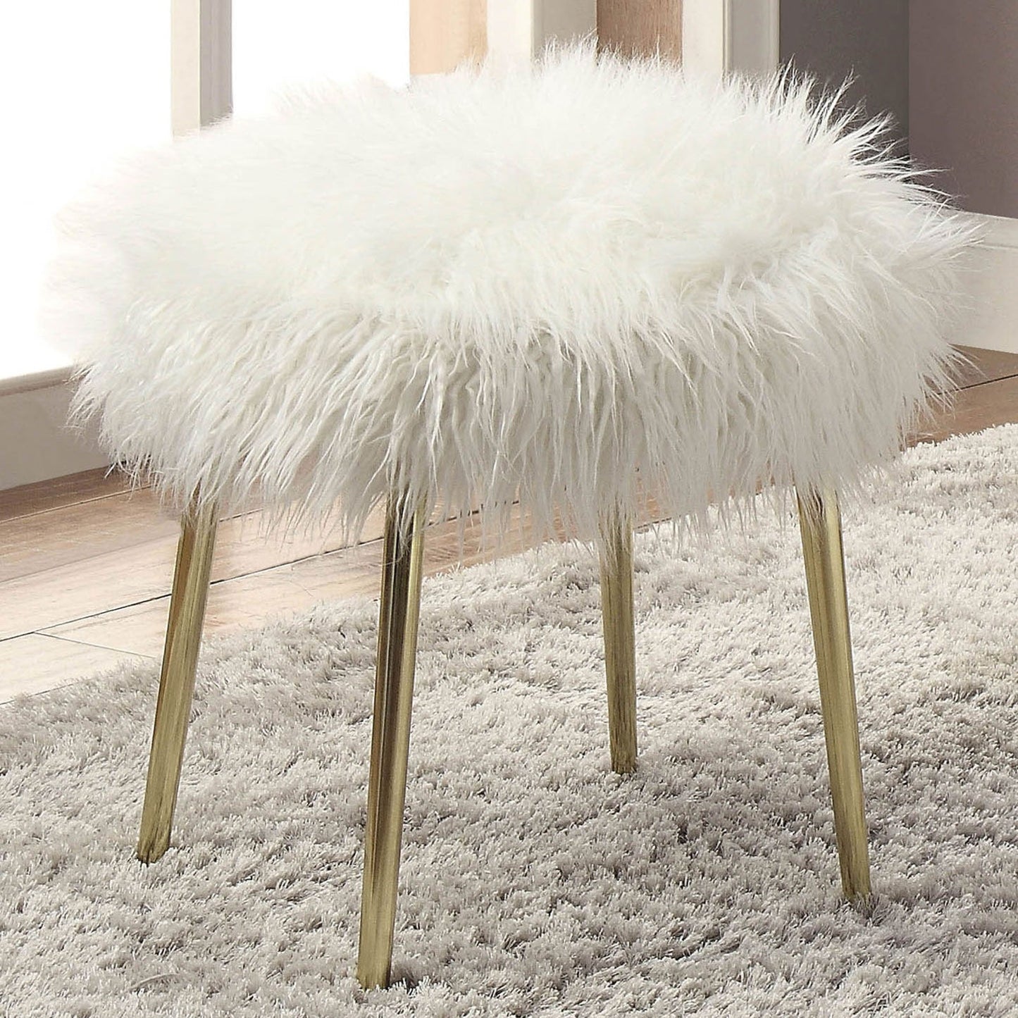Caoimhe White/Gold Ottoman - ATL FURNITURE