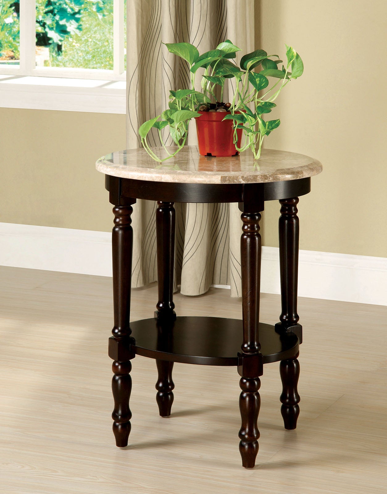 Santa Clarita Dark Cherry/Ivory Oval Stand - ATL FURNITURE