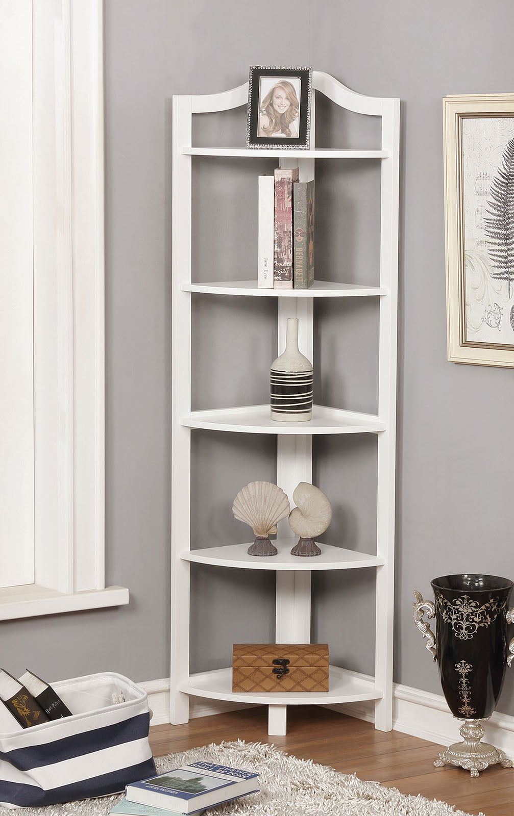 Alyssa White Ladder Shelf - ATL FURNITURE