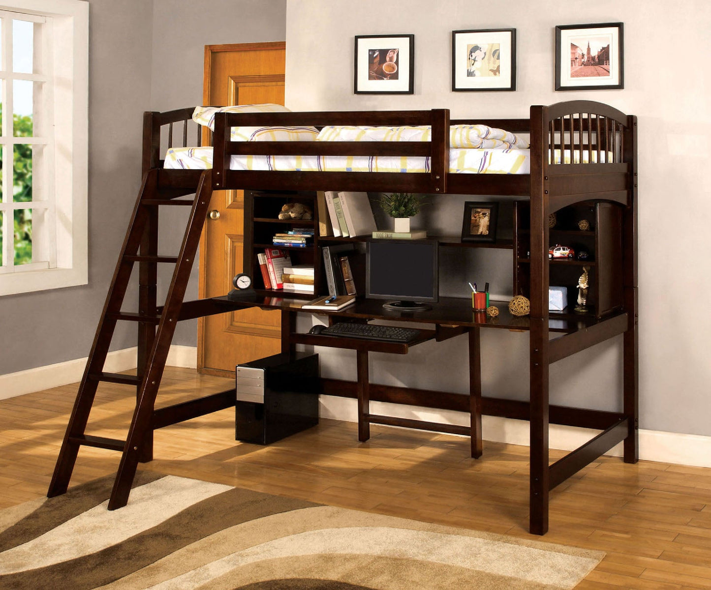 Dakota Ridge Espresso Twin Loft Bed w/ Workstation - ATL FURNITURE