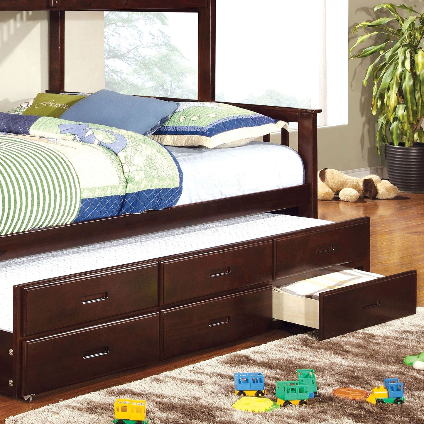 UNIVERSITY Dark Walnut Trundle w/ 3 Drawers - ATL FURNITURE