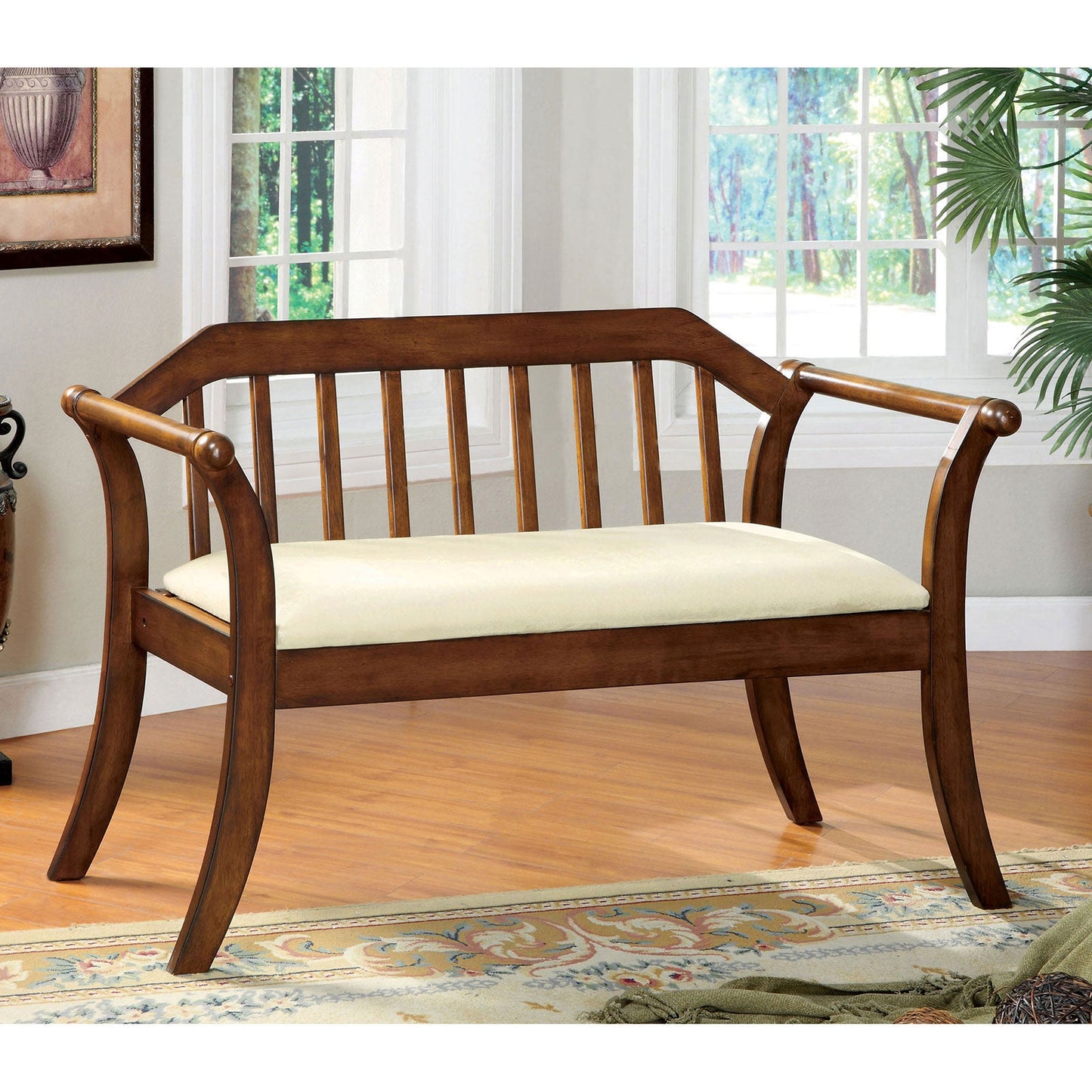 Derby Dark Oak/Beige Bench - ATL FURNITURE