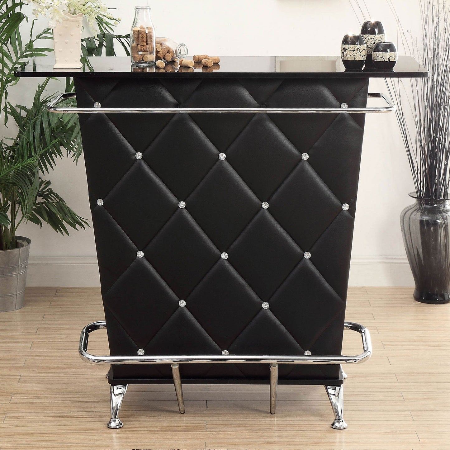 Fuero Black/Chrome Bar Table (K/D) - ATL FURNITURE